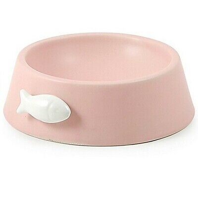 Ancol 17cm Pink Cat Food Bowl with White Fish Design RRP £6.99 CLEARANCE XL £4.99